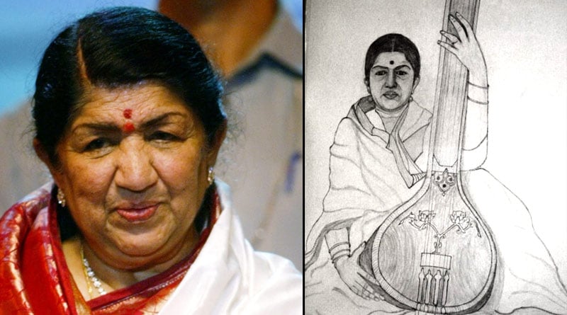 Kolkata club worshiped Lata Mangeshkar drawing as goddess Saraswati | Sangbad Pratidin