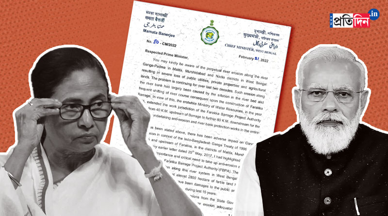নদীর গ্রাসে চাষের জমি, ভাঙন রুখতে উপযুক্ত ব্যবস্থা নিক কেন্দ্র, প্রধানমন্ত্রীকে চিঠি মমতার
