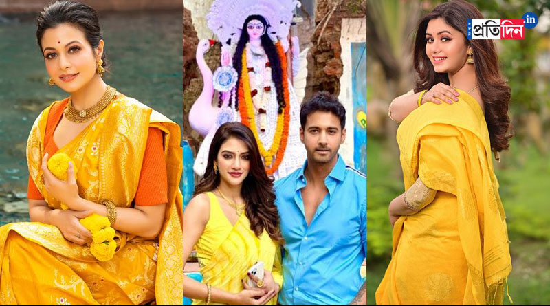 সরস্বতী বন্দনায় মেতে উঠল টলিপাড়া, দেখে নিন কোন সেলিব্রিটি কেমন সাজলেন