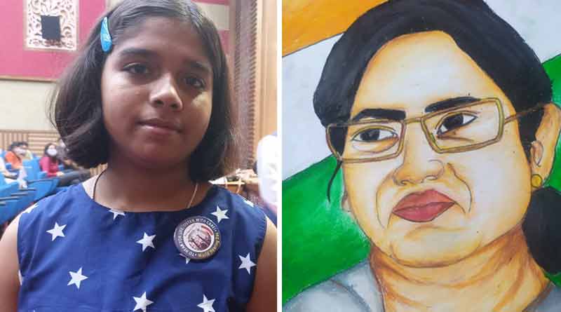Hearing problem solved by the help of CM Mamata Banerjee, a little girl draws potrait of her | Sangbad Pratidin