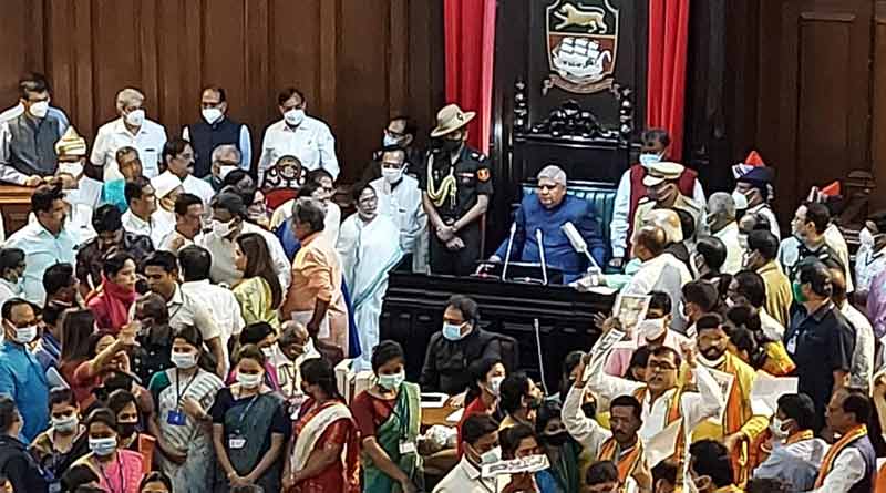 BJP MLAs stage protest in assembly, Guv speech interrupted | Sangbad Pratidin