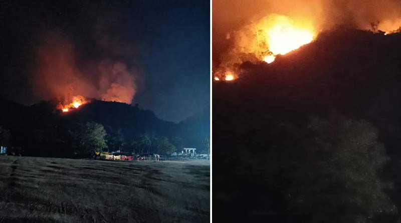 Wild fire at Jaychandi Hill after Gar Panchokot, Purulia | Sangbad Pratidin