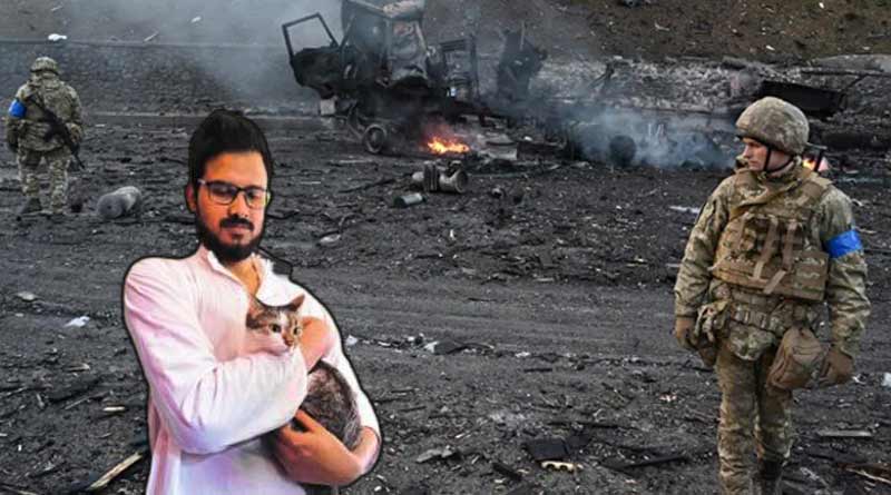 Bengali youth returns with his cat from war hit Ukraine । Sangbad Pratidin