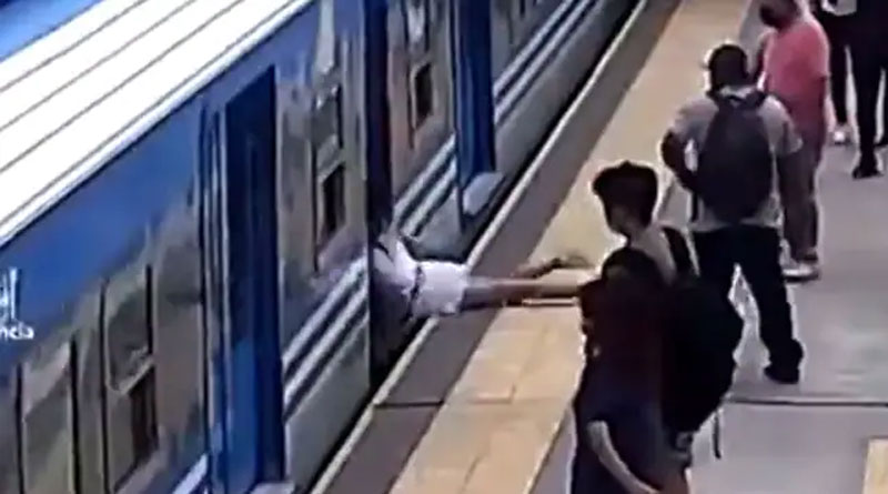 Woman Faints And Falls Under Moving Train at Argentina | Sangbad Pratidin