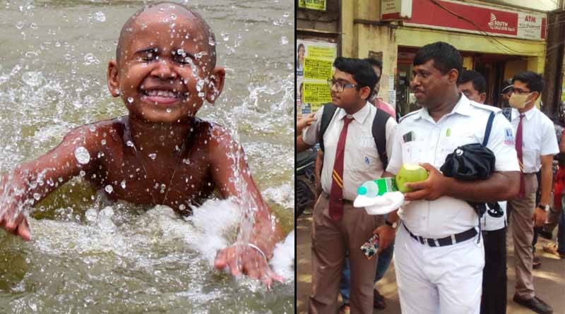 কাঠফাটা গরমে ‘পুলিশ কাকু’দের রেহাই দিতে বিশেষ উদ্যোগ পড়ুয়াদের