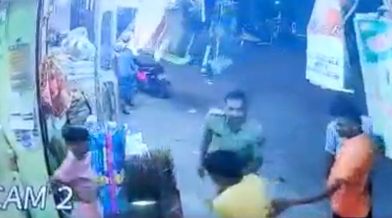 Vadodara police man beats teenager viral cctv footage | Sangbad Pratidin