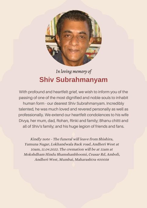 Shiv Subrahmanyam Death 1
