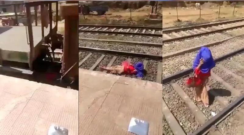 A video of a woman calmly talking on her cellphone right after a train has passed over her has shocked the internet