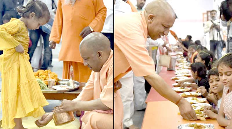 রামনবমীতে মাতৃশক্তির আরাধনা, গোরক্ষনাথ মঠে নিজের হাতে কুমারী পুজো যোগী আদিত্যনাথের