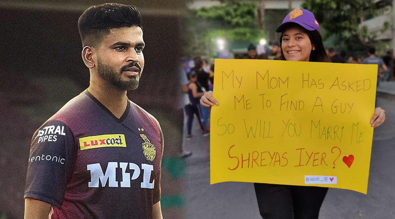 IPL 2022: Fan proposing KKR skipper Shreyas iyer to marry her | Sangbad Pratidin