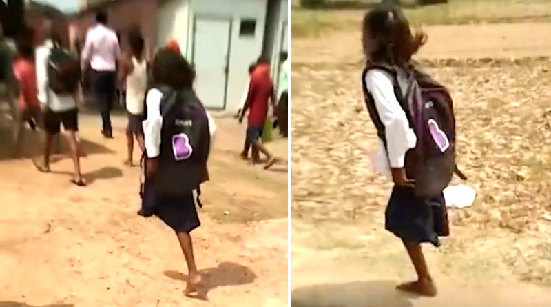 Specially abled girl walks to school on one foot in Bihar | Sangbad Pratidin