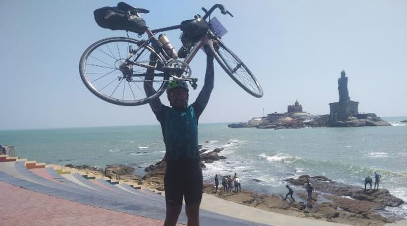 Chennai cyclist becomes the fastest solo unsupported rider from Kashmir to Kanyakumari। Sangbad Pratidin