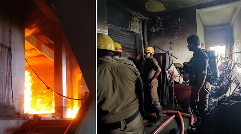 Massive fire breaks out at a cloth factory at Mollar Gate, Maheshtala | Sangbad Pratidin