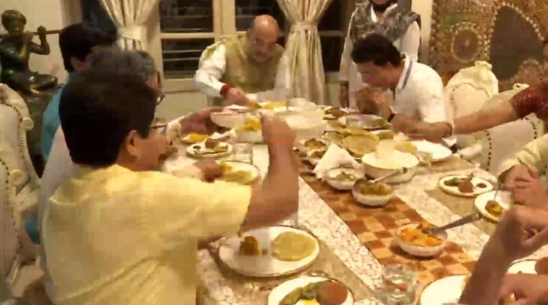 Amit Shah eats dinner with Sourav Ganguly in Kolkata | Sangbad Pratidin