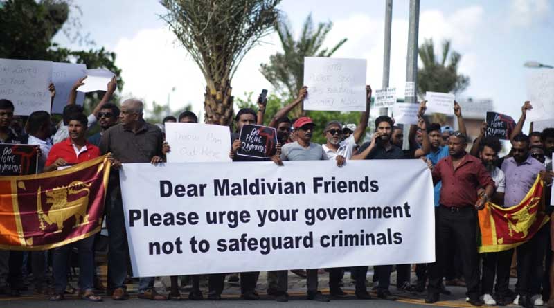 Sri Lankans in Maldives protest against ex-President Gotabaya Rajapaksa | Sangbad Pratidin