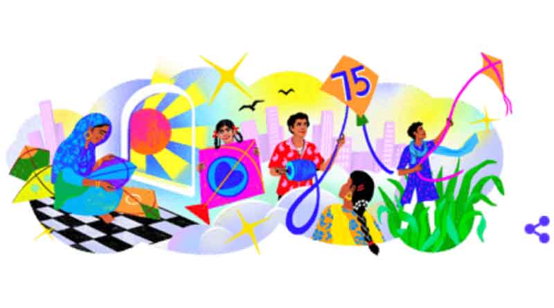 Google displayed a doodle on its search page to celebrate India's 76th Independence Day । Sangbad Pratidin