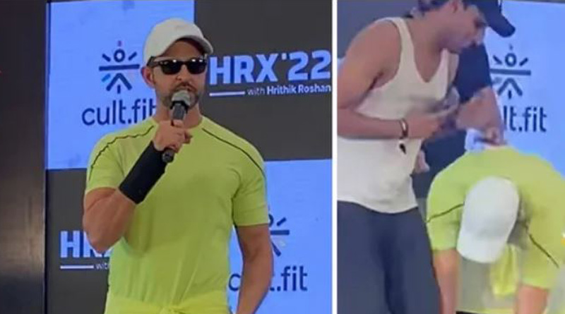 Bollywood star Hrithik Roshan touches fan's feet on stage। Sangbad Pratidin