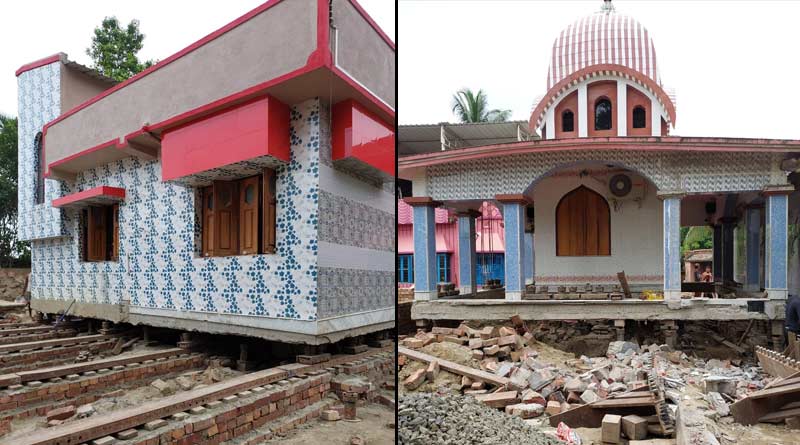 New technology used to move 75 feet tall temple at Kalna, Locals excited to see | Sangbad Pratidin