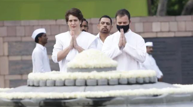 Rahul Gandhi and Priyanka Gandhi paid homage Rajiv Gandhi on his 78th birth anniversary। Sangbad Pratidin