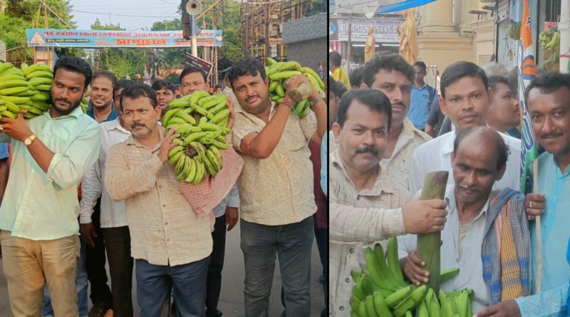 TMC leader gifts stolen bananas to the stores looted by CPM duriong protest in Burdwan | Sangbad Pratidin