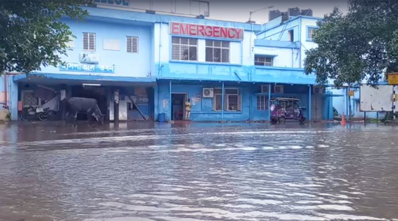 দু’দিনের বৃষ্টিতে প্লাবিত মালদহ মেডিক্যাল কলেজ, জরুরি বিভাগে জল ঢুকে বিপত্তি