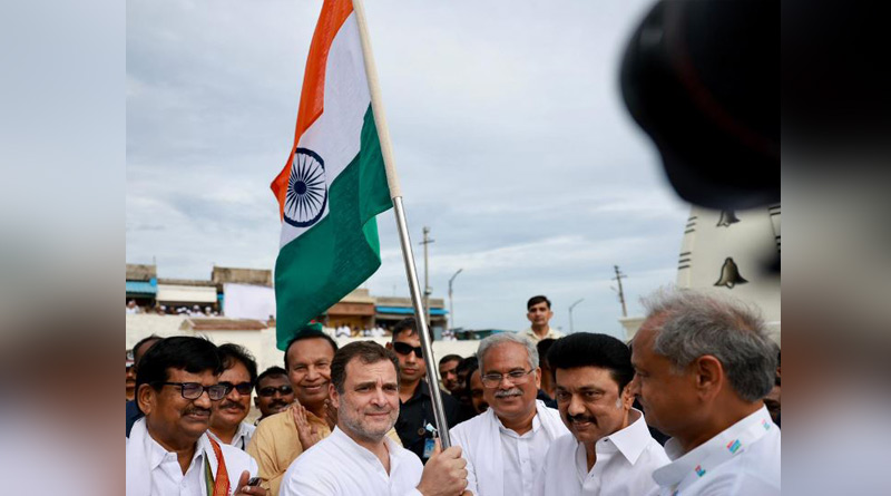 Congress's Rahul Gandhi flagged off the party's 'Bharat Jodo Yatra'। Sangbad Pratidin