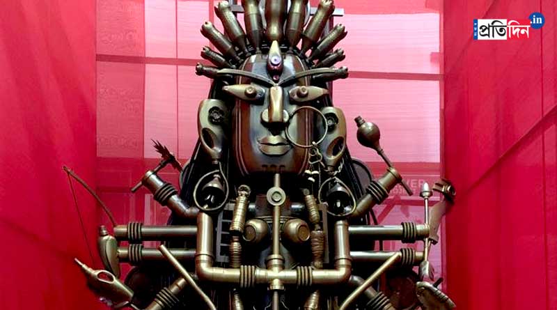 Techno India students created Durga Idol from Recycled Materials | Sangbad Pratidin