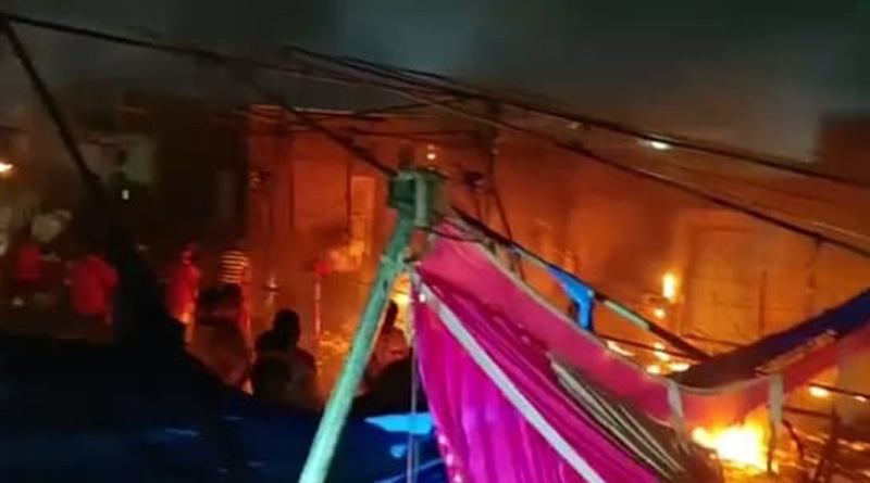 Five Killed In a Massive Fire At Durga Puja Pandal In Uttar Pradesh | Sangbad Pratidin