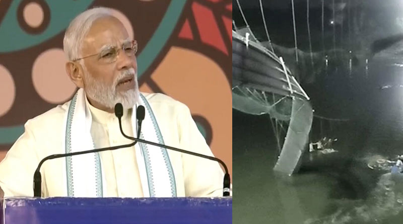 PM Modi turns emotional recalling Gujarat bridge collapse with teary eyes | Sangbad Pratidin
