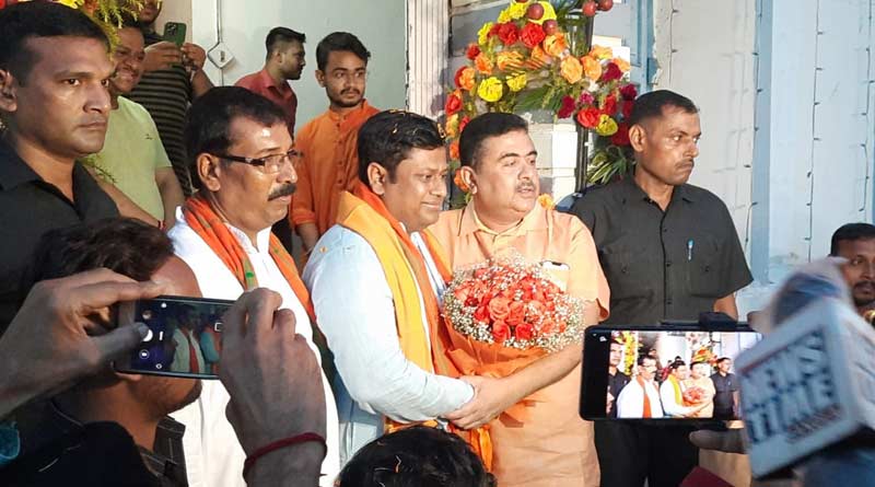BJP leader Sukanta Majumdar visited Suvendu adhikari's house | Sangbad Pratidin