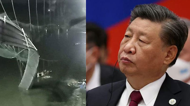 President Xi expresses 'shock' in his condolence messages over Gujarat bridge collapse । Sangbad Pratidin