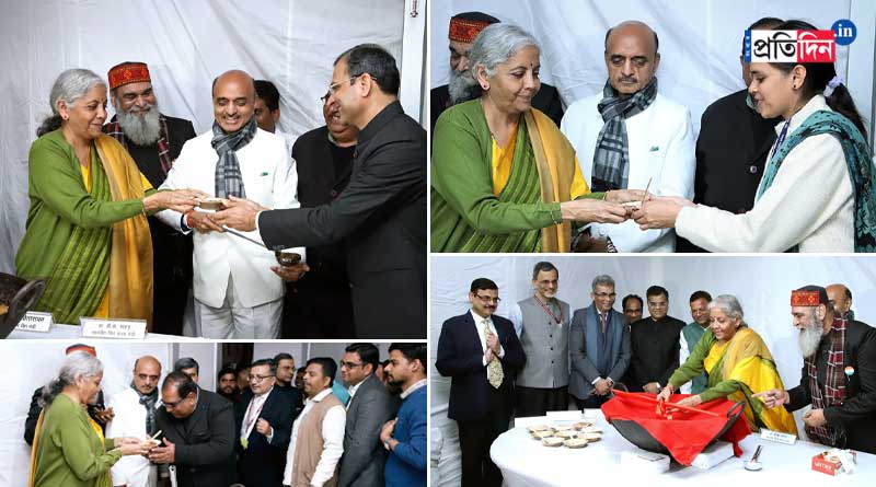 Union Budget: Halwa ceremonyreturned after a year's break with Finance Minister Nirmala Sitharaman - Sangbad Pratidin