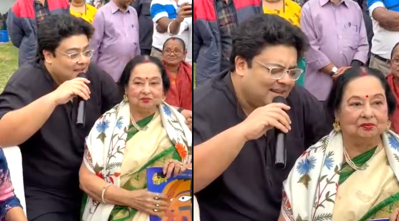 Ambarish Bhattacharya sings 'Ke Prothom Kache Aseche' for Madhabi Mukherjee | Sangbad Pratidin