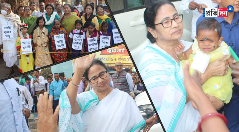 মুখ্যমন্ত্রীর যাত্রাপথে দাঁড়িয়ে রূপশ্রী-কন্যাশ্রীরা, কোলে তুলে আদর করলেন মমতা