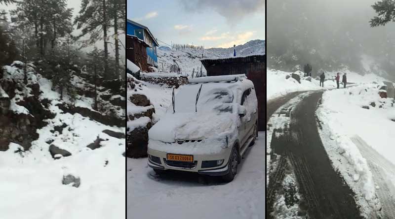 Heavy snowfall in Sikkim on monday | Sangbad Pratidin