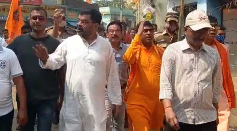 TMC and BJP leaders walk togther at Ram Navami rally in Birbhum, marks political harmony | Sangabd Pratidin