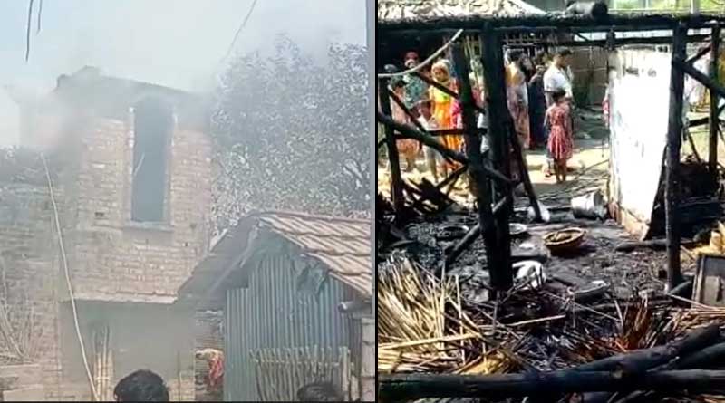 Four houses completely burnt after fire brekas out from a clay oven at Domkal | Sangbad Pratidin