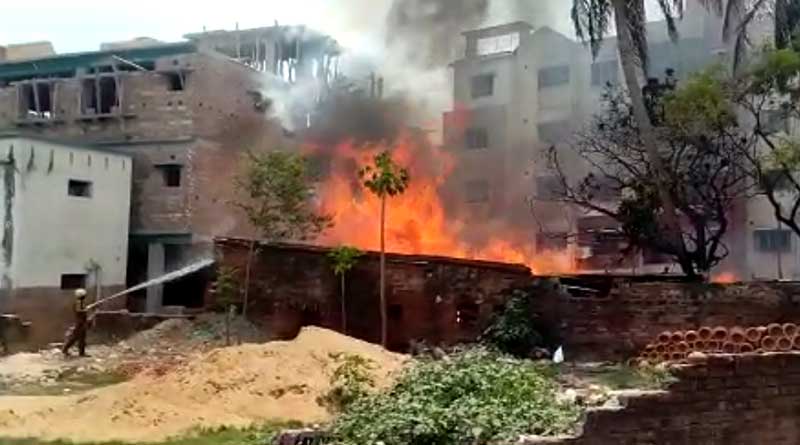 Massive fire breaks out in a wood factory at Garia, people get panicked | Sangbad Pratidin