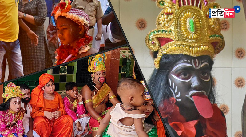 কালীঘাট পটুয়াপাড়ায় নীলের গাজন, দেখে নিন নানা রঙিন মুহূর্ত