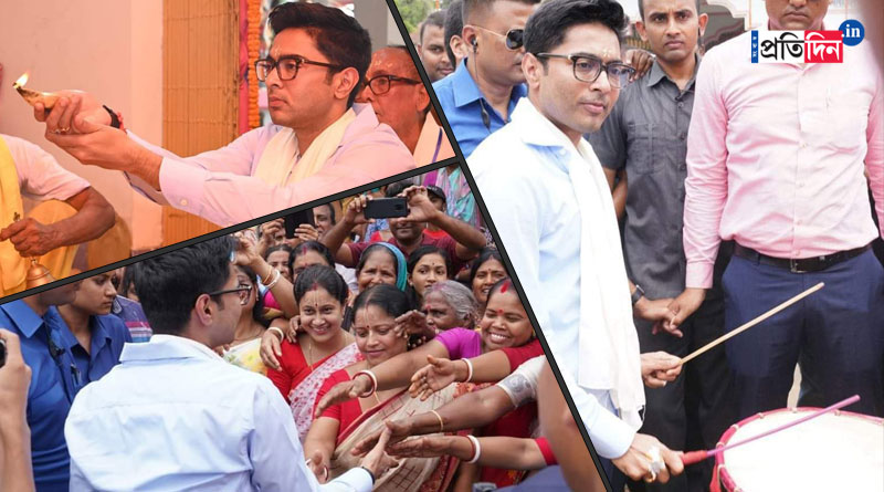 মন্দিরে পুজো থেকে শতার্ধ্ব মহিলার সঙ্গে দেখা, মালদহে অভিষেকের কর্মসূচিতে দিনভর মানুষের ঢল