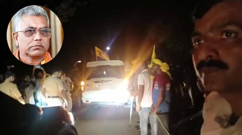 Kurmi agitators attack Abhishek Banerjee's convoy, Dilip Ghosh hits back at TMC । Sangbad Pratidin
