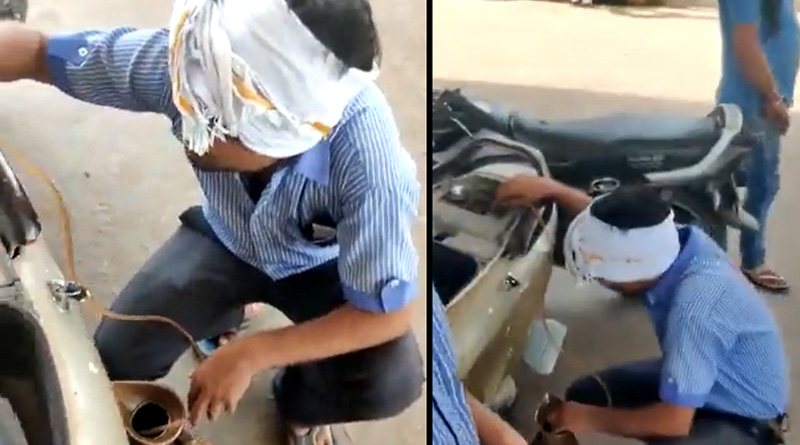 Petrol Pump Attendant Retrieves Fuel From Scooter After Customer Pay With Rupees 2,000 Note in UP | Sangbad Pratidin