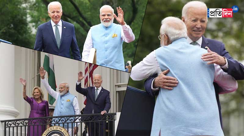 গান স্যালুট, বাইডেনের আলিঙ্গনে হোয়াইট হাউসে মোদি অভ্যর্থনা, রইল অ্যালবাম