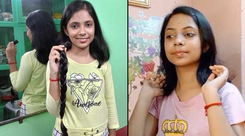 Hoogly student donates long hair for the cancer survived patients | Sangbad Pratidin
