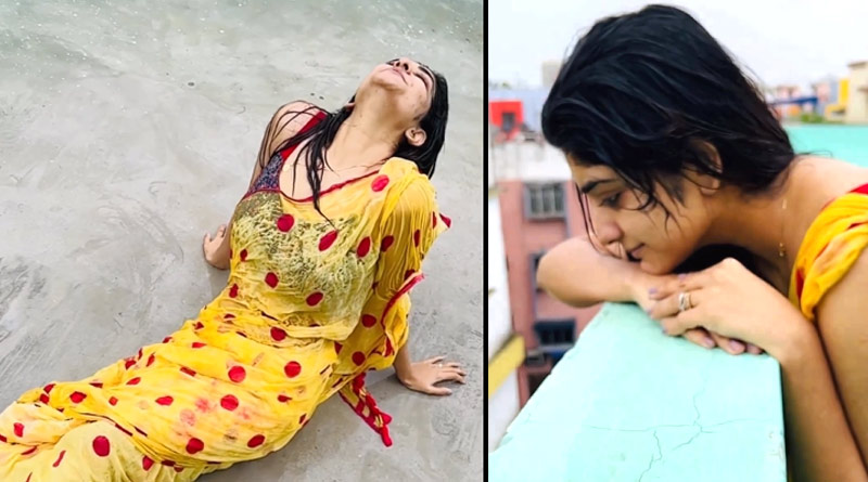 বৃষ্টি ভেজা দিনে শাড়ি পরেই শুয়ে পড়েছেন খোলা ছাদে, চিনতে পারছেন এই অভিনেত্রীকে?