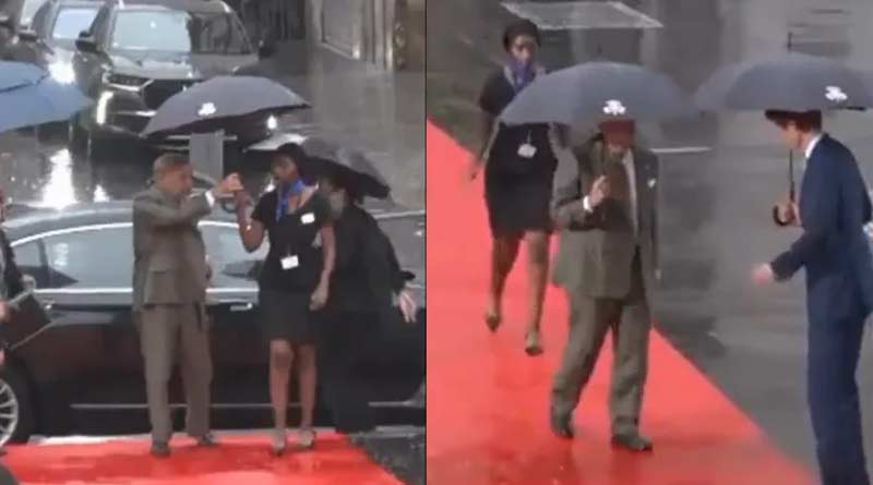 Pak PM Shehbaz Sharif trolled after snatching an umbrella from a female officer। Sangbad Pratidin