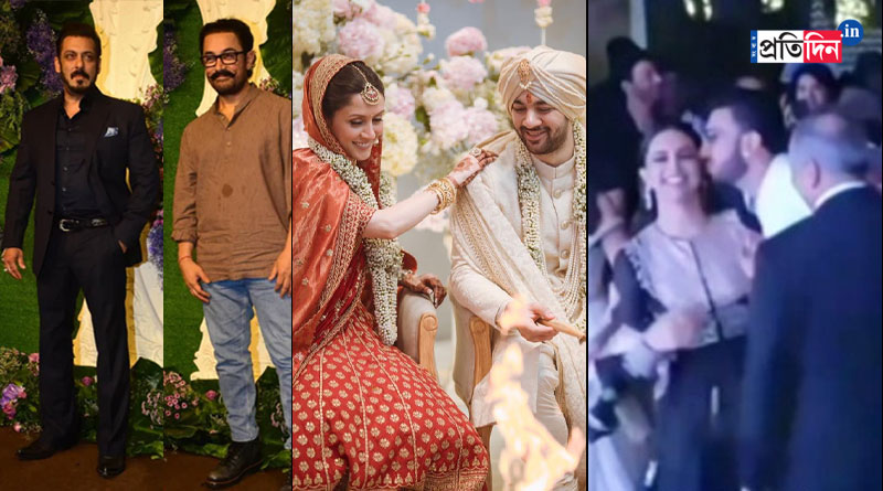 সানিপুত্রের রিসেপশনে খুল্লামখুল্লা দীপিকাকে চুমু রণবীরের! আড্ডায় মশগুল আমির-সলমন
