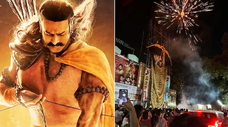 Lord Hanuman at Prabhas' Adipurush screenings, Fans celebrate with crackers, confetti | Sangbad Pratidin