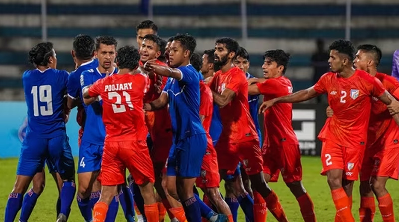 India and Nepal footballers involved in brawl during SAFF Championship match | Sangbad Pratidin