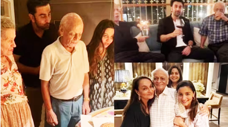 actor Ranbir Kapoor enjoys a drink with Alia Bhatt's grandfather, Mahesh Bhatt in unseen clip | Sangbad Pratidin